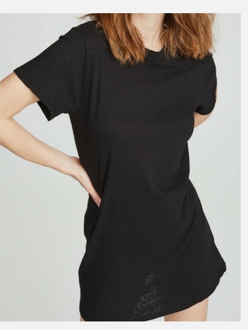 Enza Costa Slubbed T-shirt Dress Black Women's S Minimalist Comfy